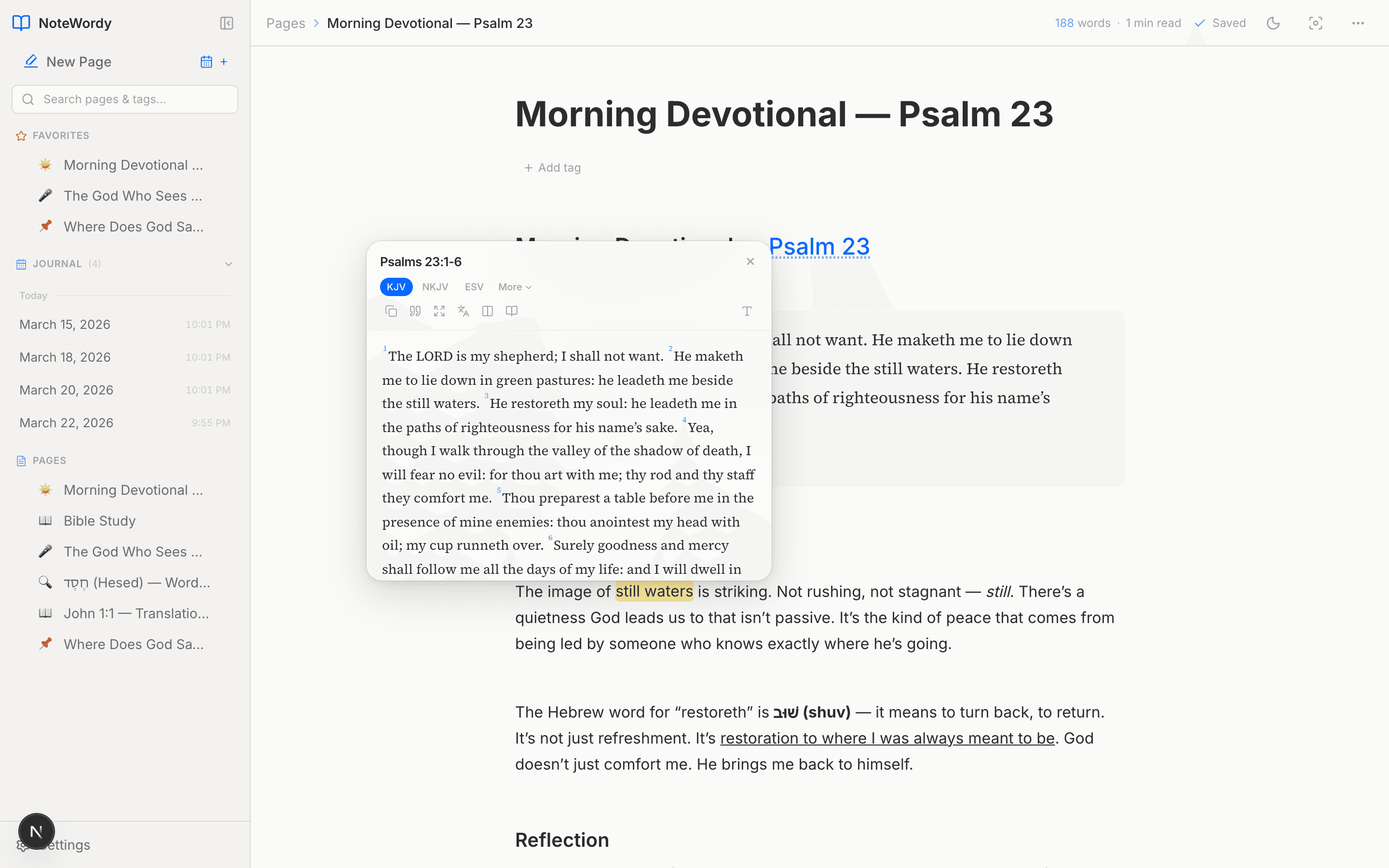 Tap a reference. The verse is already there.