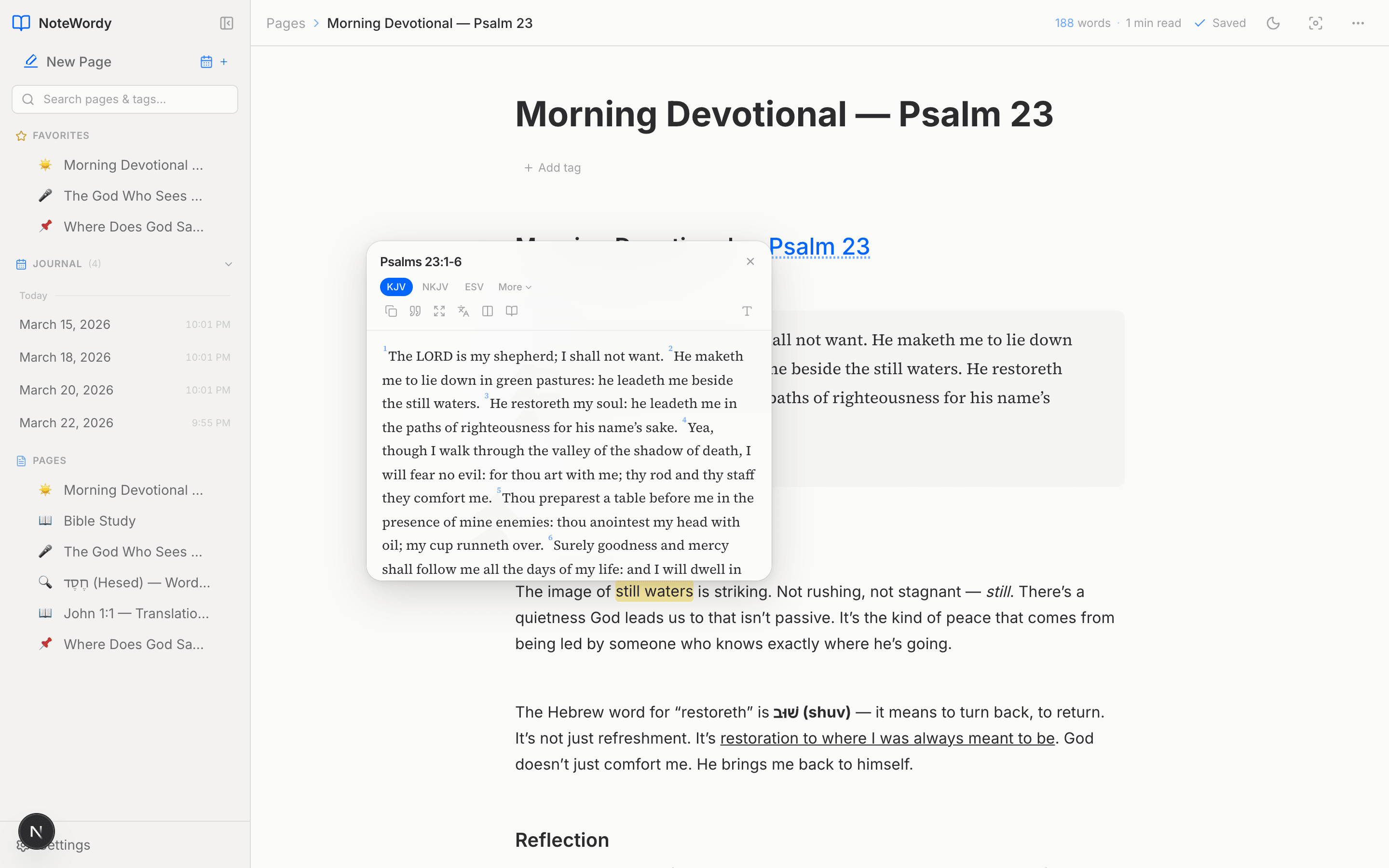 Tap a reference. The verse is already there.